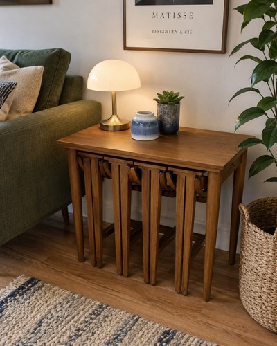 Mid century style teak nest - style,