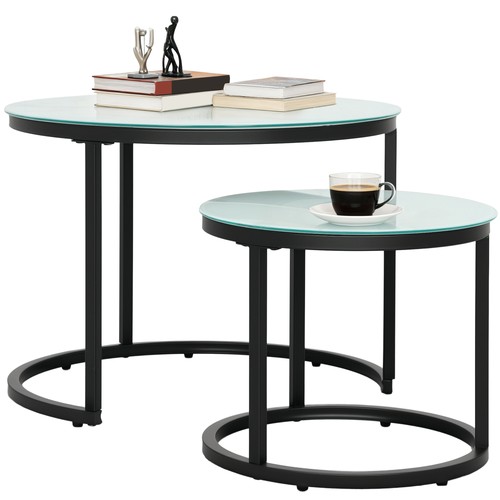 Homcom glass coffee table set - homcom,