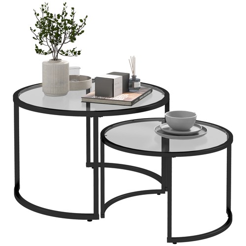 Homcom glass coffee table set - glass,