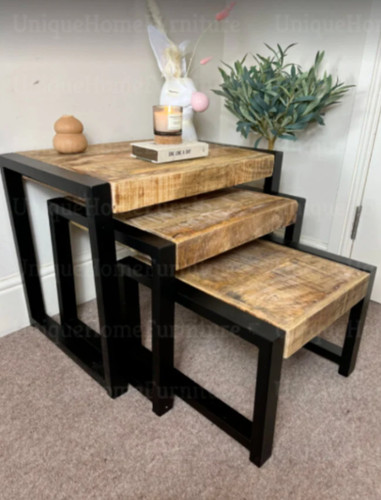 Nest tables rustic - of, solid