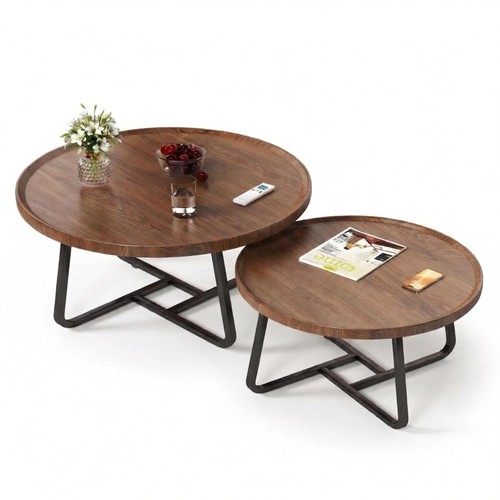 Round coffee table set - table,