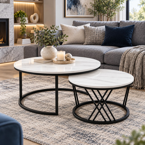 Round nesting coffee tables - nesting,